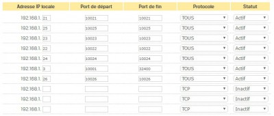 Port forward settings