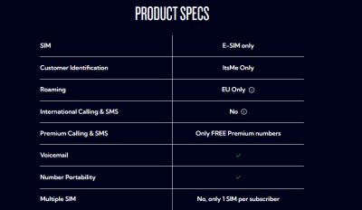 Tadaam Mobile Unlimted - Product Specs